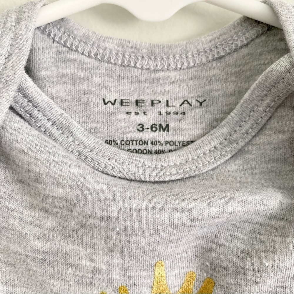 Gray Baby Onesie with Gold Crown Print - Picture 3 of 3